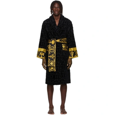 VERSACE BLACK I HEART BAROQUE ROBE