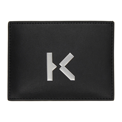 Kenzo Leather K Hardware Card Holder In 99 Black