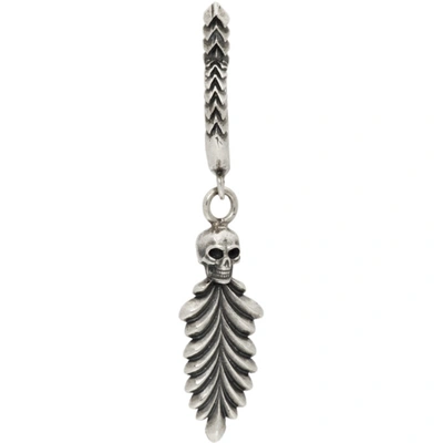 Emanuele Bicocchi Silver Small Skull & Feather Earring