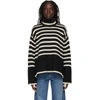 Totême Striped Wool And Cotton Turtleneck Sweater In Black Stripe