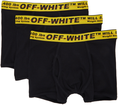 Off-white 3-pack Black Industrial Boxer Briefs In 1018 Black Yellow