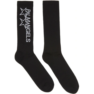 Palm Angels Racing Stars Cotton Socks In Black