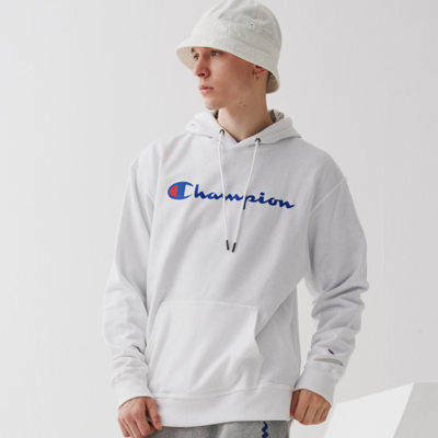Champion Embroidered Logo Hooded Sweater In White