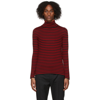 SAINT LAURENT RED & BLACK STRIPED TURTLENECK