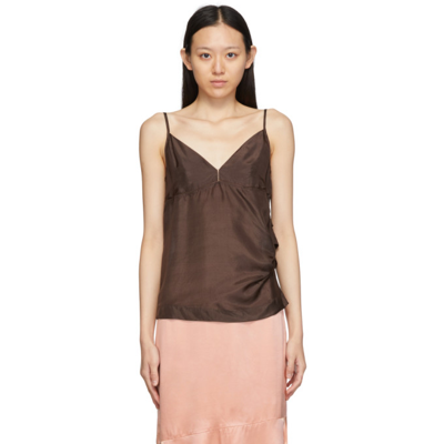 Dries Van Noten Silk Cana Emb Camisole In 703 Brown