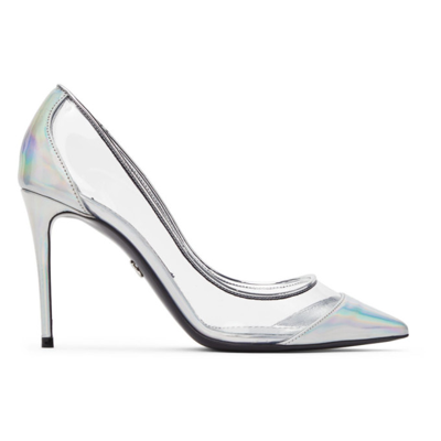 Dolce & Gabbana Transparent Cardinale Iridescent Effect Heels In Silver