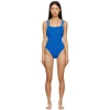 Versace Greca-pattern Scoop-back Swimsuit In Blue