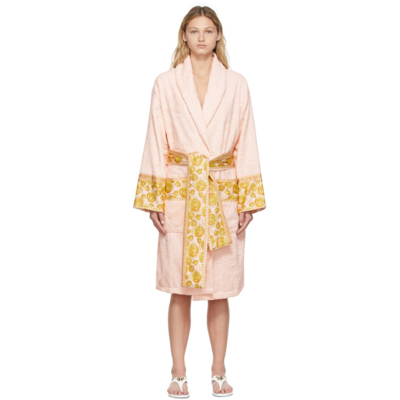 Versace Medusa Amplified Cotton Bath Dressing Gown In Neutrals