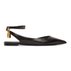 Tom Ford Padlock Snake-effect Leather Slingback Flats In Black