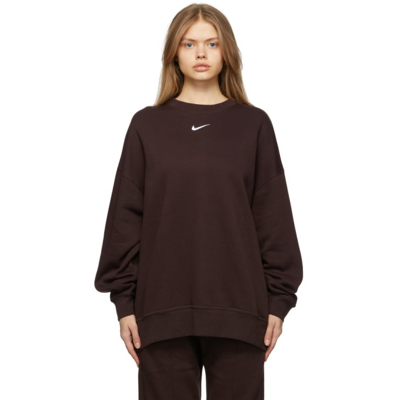 Nike Brown Sportswear Collection Essentials Crewneck In Brown Basalt/white
