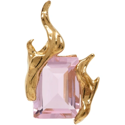 Alan Crocetti Gold Pink Flare Earring In Gold Vermeil