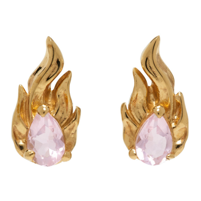 Alan Crocetti Ssense Exclusive Gold Pink Micro Gem In Heat Earring In Pink Gold