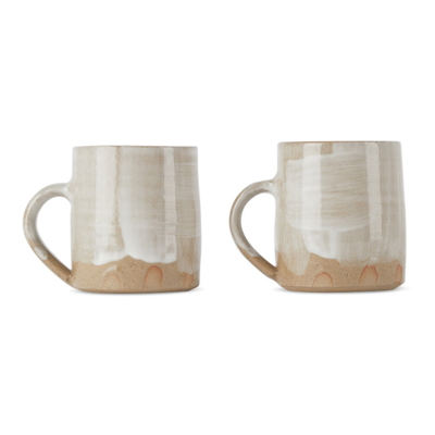 Lily Pearmain Ssense Exclusive Beige & White Canvas Mug Set