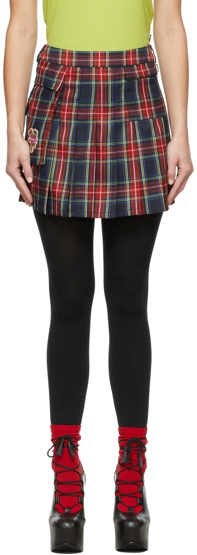 Marc Jacobs Heaven Navy Cargo Pleated Miniskirt In 412 Navy Plaid