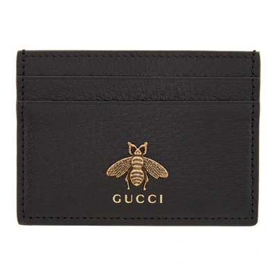 Gucci Black Bee Card Holder In 1000 Nero