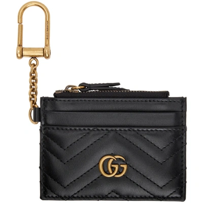 Gucci Black Gg Marmont 2.0 Quilted Card Holder In Nero,nero