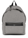 SAINT LAURENT GREY CITY BACKPACK IN CANVAS AND LAMBSKIN
