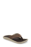 Olukai Ulele Flip Flop In Dark Wood/ Dark Wood