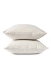 Coyuchi Cloud Set Of 2 Brushed Organic Cotton Flannel Pillowcases In Undyed Charcoal Heather Stripe