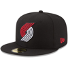 NEW ERA NEW ERA BLACK PORTLAND TRAIL BLAZERS OFFICIAL TEAM COLOR 59FIFTY FITTED HAT,70387687