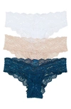 Skarlett Blue Goddess 3-pack Hipster Bikinis In Lagoon / White / Romance