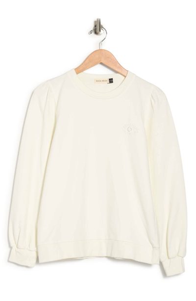 Nicole Miller Balloon Sleeve Sweatshirt In Ivory