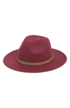 Melrose And Market Faux Leather Trim Felt Panama Hat In Burgundy Combo