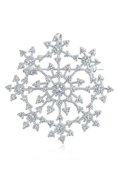 Bling Jewelry Large Holiday Cz Brooch In Clear