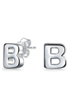 Bling Jewelry Capital Abc Minimalist Stud Earrings In Silver-b