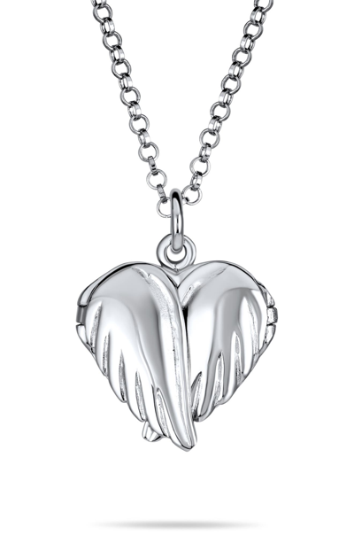 Bling Jewelry Guardian Angel Wing Necklace In Silver