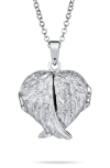 Bling Jewelry Guardian Angel Wing Necklace In Dark Silver