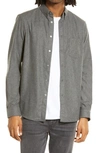 Frame Washable Button-up Shirt In Gris Melange