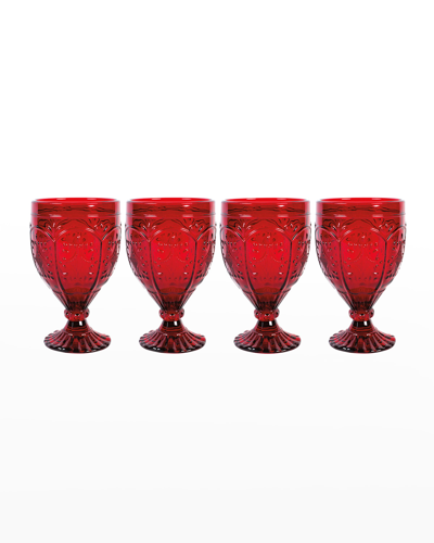 Fitz And Floyd Trestle Glasses In Red, Set Of 4