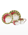 Vietri Old St. Nick Striped Hat 4 Piece Place Setting