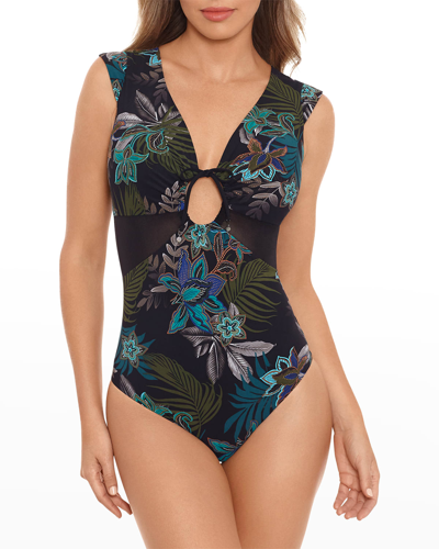 Amoressa By Miraclesuit Allanna Blixen Floral One-piece Swimsuit In Black