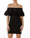 Endless Rose Off-the-shoulder Ruffle Mini Dress In Black