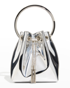Jimmy Choo Bon Bon Mirror Fabric With Metal Handle In Silver