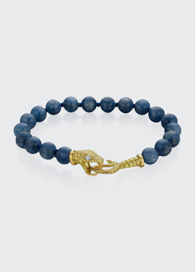 Anthony Lent Diamond Serpent Bracelet With Kyanite And 18k Yellow Gold In Yg