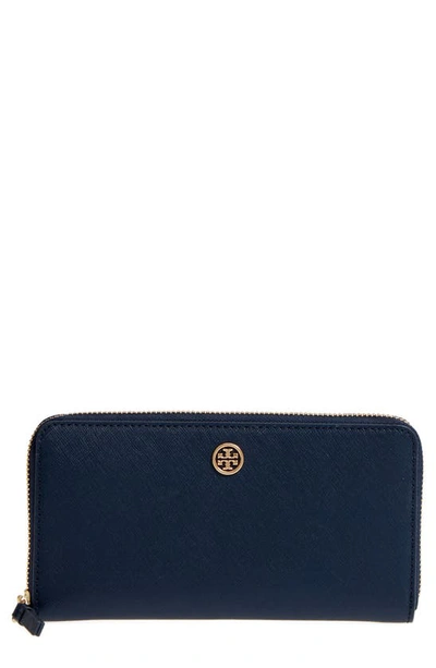 Tory Burch Robinson Zip Continental Wallet In Royal Navy