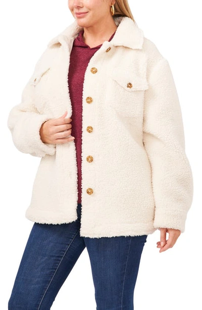 1.state Faux Shearling Shirt Jacket In Vanilla