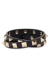 Valentino Garavani Rockstud Calfskin Double-strap Bracelet Woman Black Uni In Nero