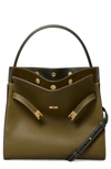 Tory Burch Lee Radziwill Leather Double Bag In Leccio
