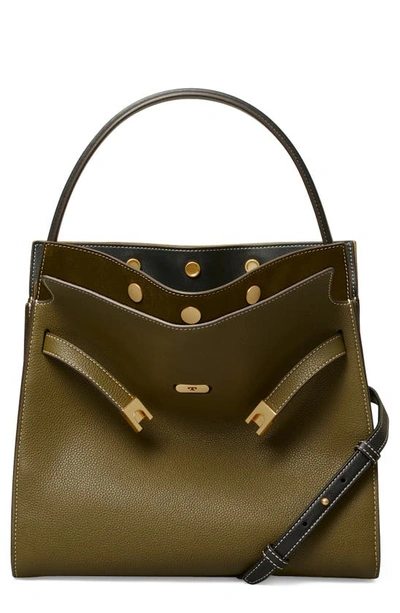 Tory Burch Lee Radziwill Leather Double Bag In Leccio