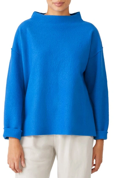 Eileen Fisher Boiled Wool Box Top In Marine