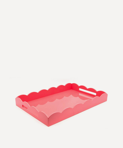 Addison Ross Large Lacquer Scalloped Ottoman Tray In Pink