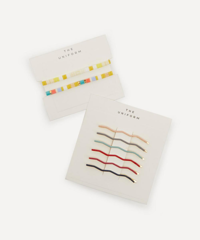 The Uniform Glass Beaded Bracelets And Multi Enamel Zig-zag Hair Slides Set