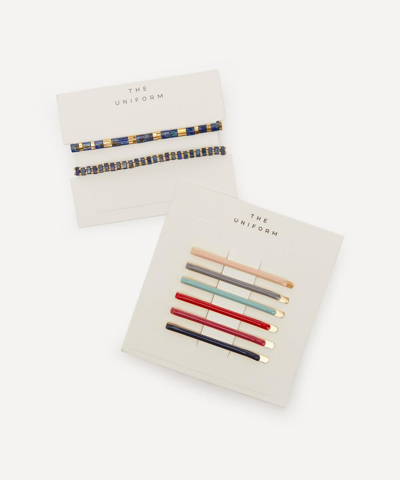 The Uniform Glass Beaded Bracelets And Multi Enamel Hair Slides Set