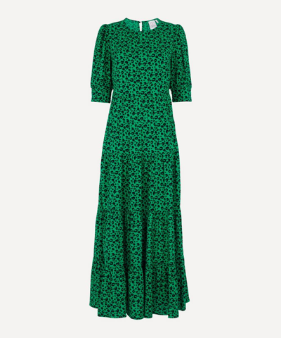 Scamp & Dude Leopard Print Maxi-dress In Green Micro Leopard