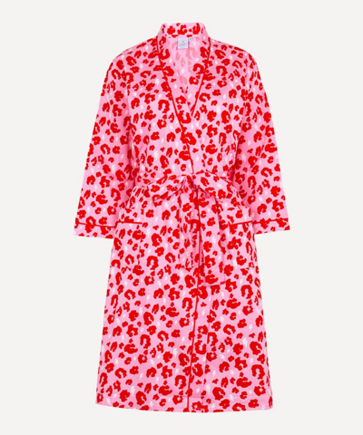 Scamp & Dude Leopard And Lightning Bolt Print Robe In Pink Red Leopard