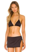 Frankies Bikinis Tia Ribbed Bikini Top In Black